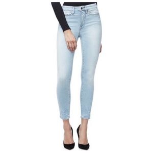 Good American Distressed Light Wash Cropped Skinny Jeans, Curvy, Size 2, Size 26